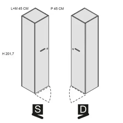 Kamos – armadio alto anta intera 200