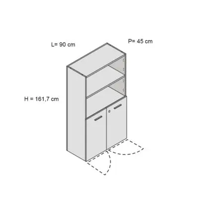 Kamos – armadio medio con anta bassa e ripiani