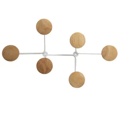 Appendiabiti da muro 6 posti in metallo e legno