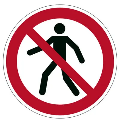 Pittogramma adesivo – da terra – “Vietato ai pedoni” – diametro 43 cm –