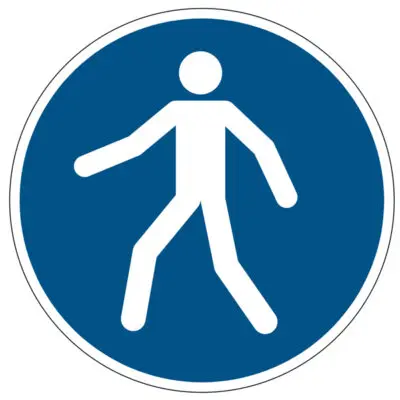 Pittogramma adesivo – da terra – “Passaggio obbligatorio” – diametro 43 cm