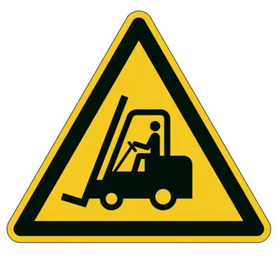 Pittogramma adesivo – da terra – “Attenzione passaggio carrelli” – lato 43 cm –