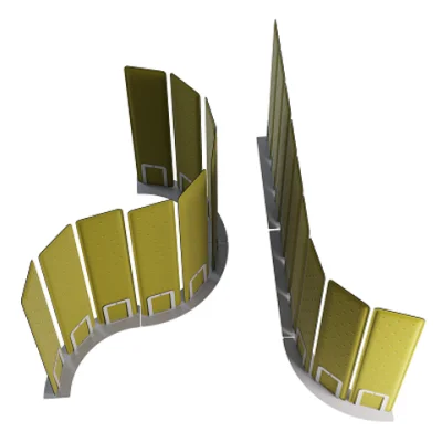 Struttura Freestanding Curva per 3 Pannelli Privacy su Ruote