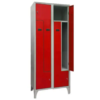 Armadio spogliatoio in metallo salvaspazio - a 2 ante a L - 80 x 50 x 195 cm GRIGIO/ROSSO