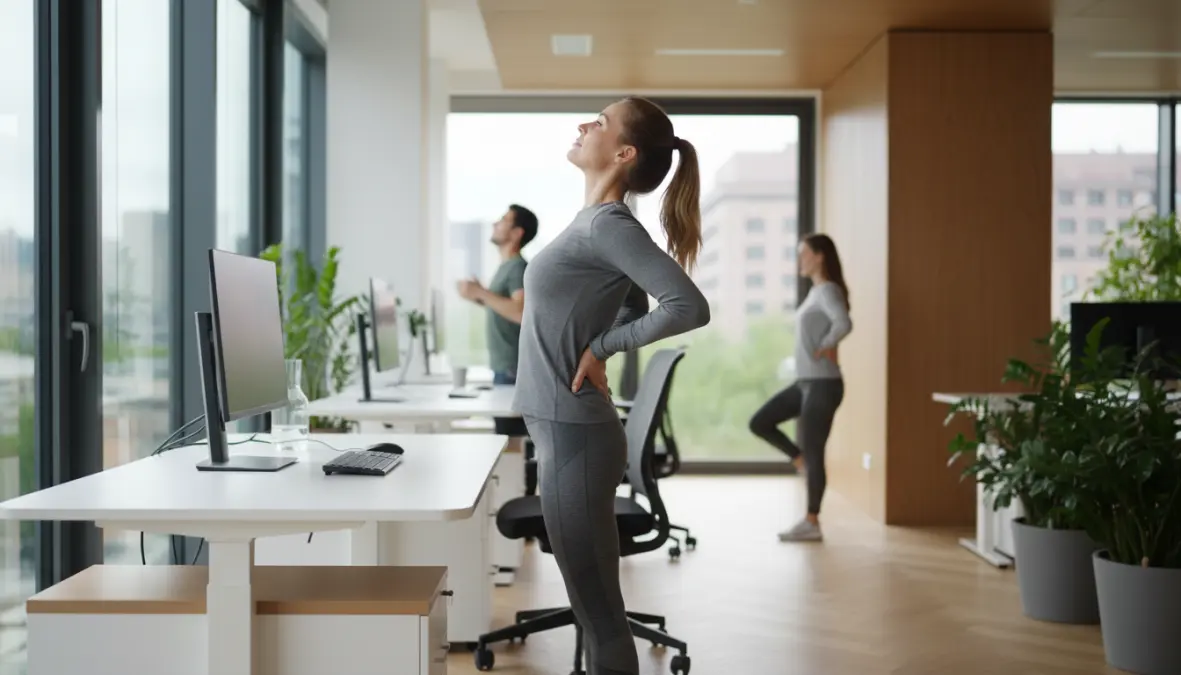 Esercizi stretching alla scrivania per prevenire lombalgia da ufficio e mal di schiena da seduta prolungata