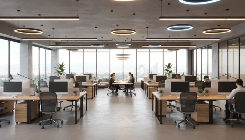 Ufficio moderno con illuminazione LED a diverse temperature colore per ottimizzare la produttività