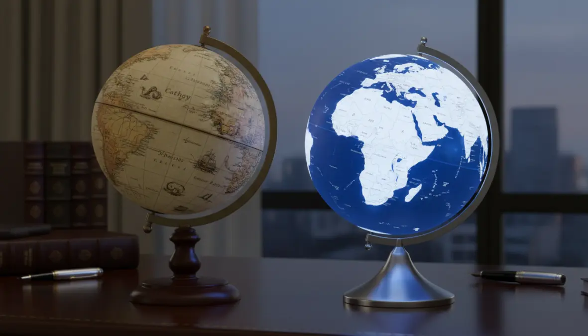 Diverse tipologie di mappamondo da scrivania: classico, moderno e illuminato per ufficio professionale