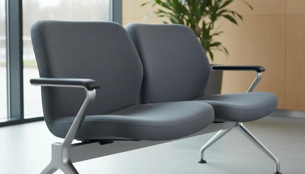 Dettaglio panca sala d'attesa ergonomica con seduta imbottita e struttura resistente